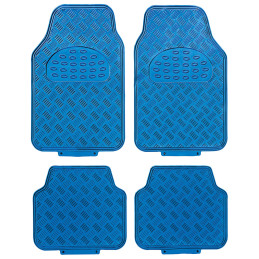 Tapis universel caoutchouc look alu bleu ( 4 pièces)